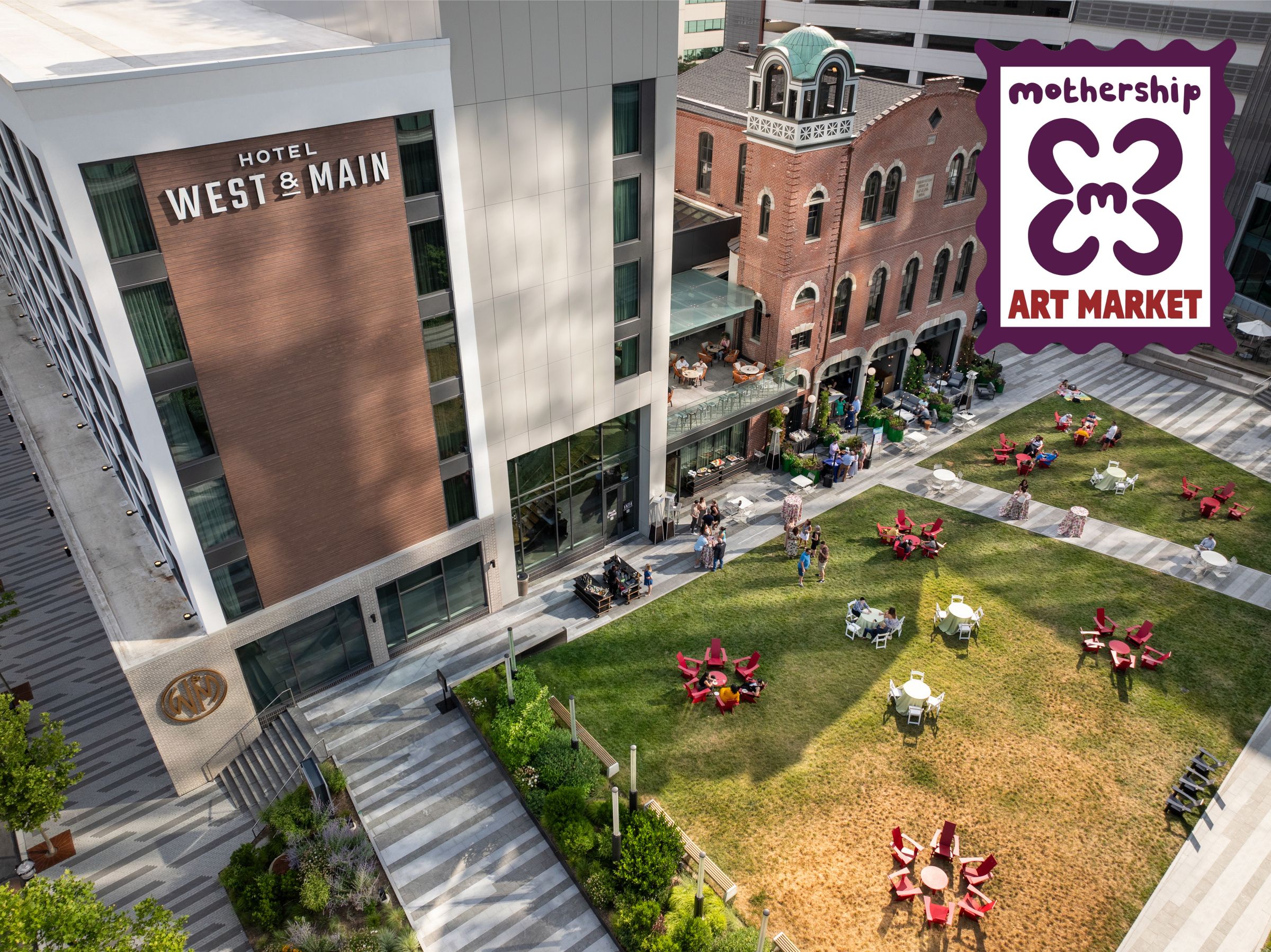 The plaza at Hotel West & Main in Conshohocken, site of The Mothership Art Market